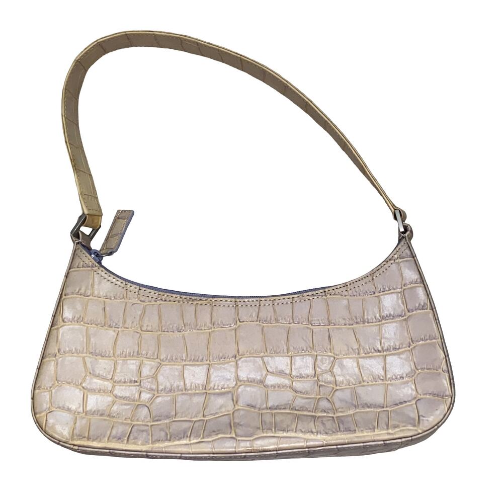 Vintage Kenneth Cole Croc Embossed Shoulder Bag | Y2K Beige Leather Purse